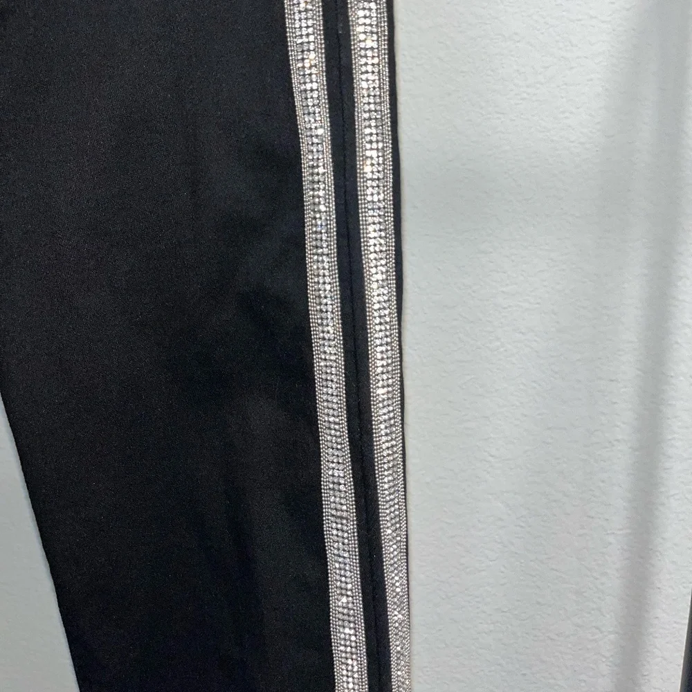 L'AGENCE | Margot Rhinestone Crystal-Stripe High-Rise Skinny Jeans in Black | 25
